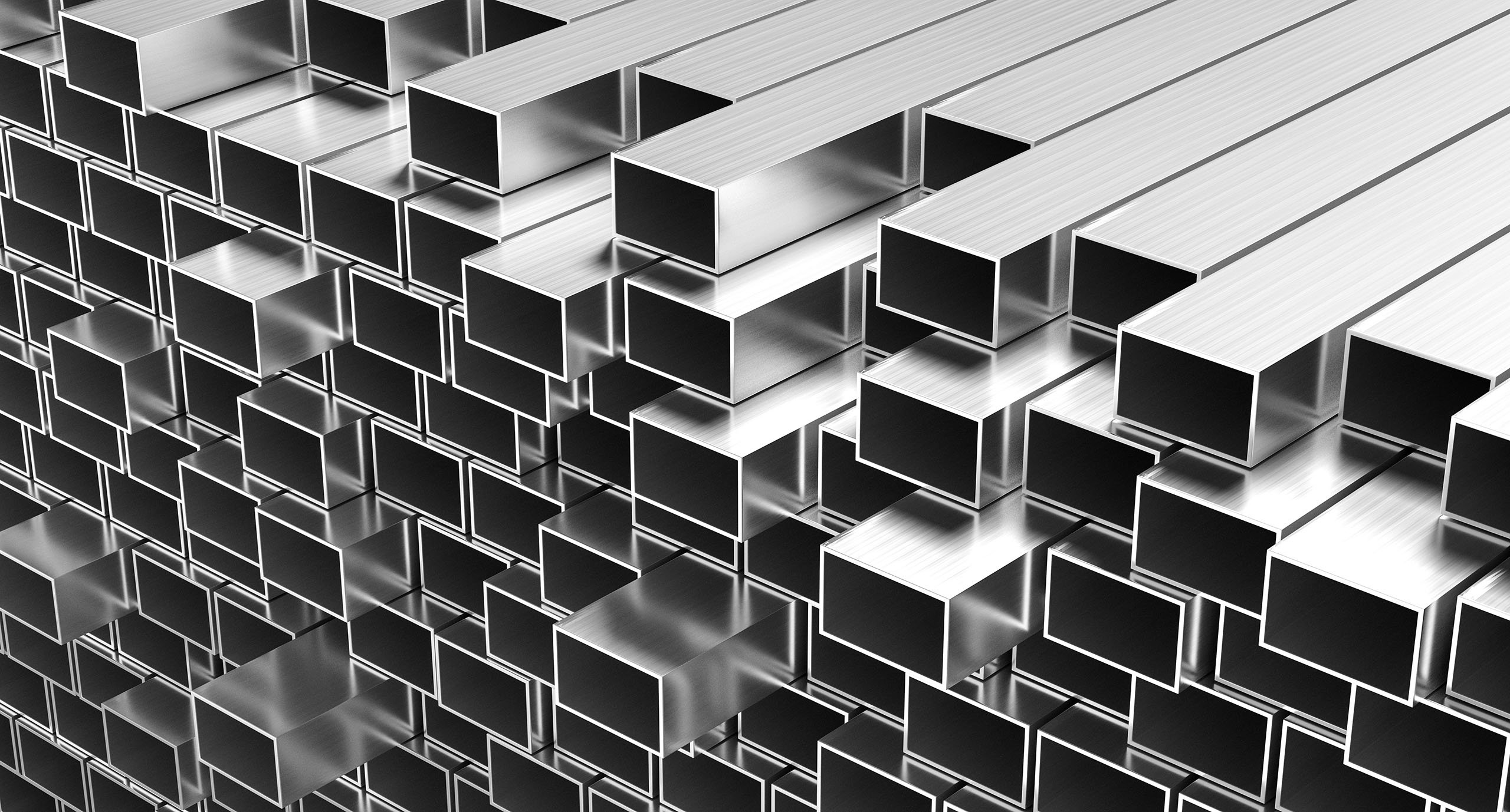 Photograph of a pile of aluminum material used for construction