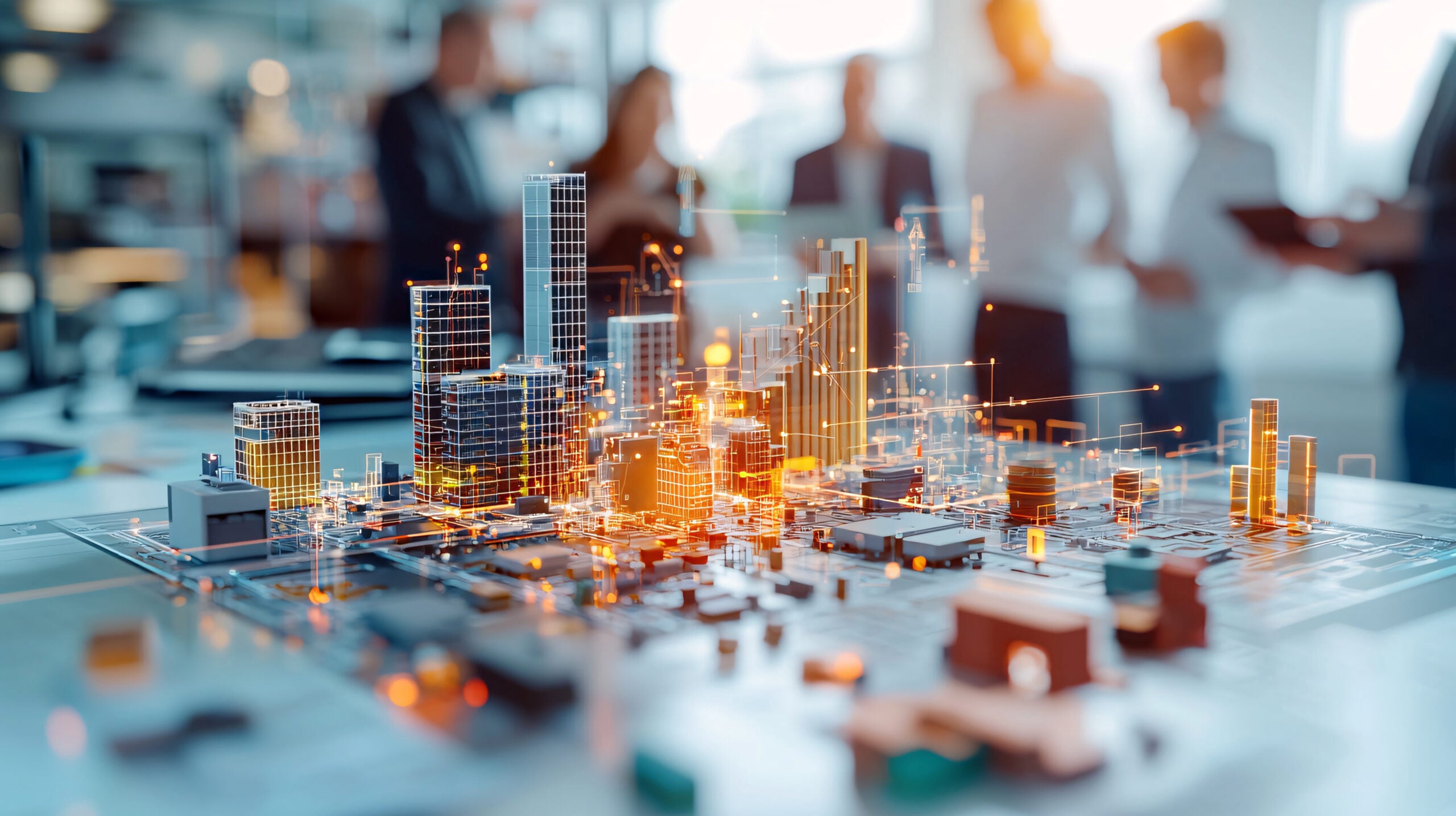 a render image of a city in construction representing a K-Shaped construction economy for the industry