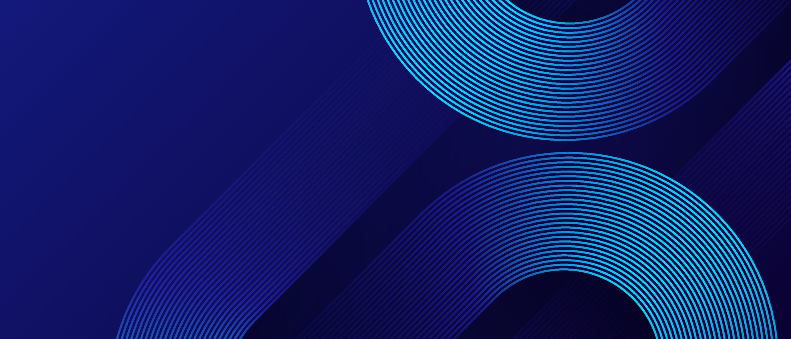 Abstract dark blue gradient background with overlapping light-blue concentric arcs forming partial circles inside diagonals.