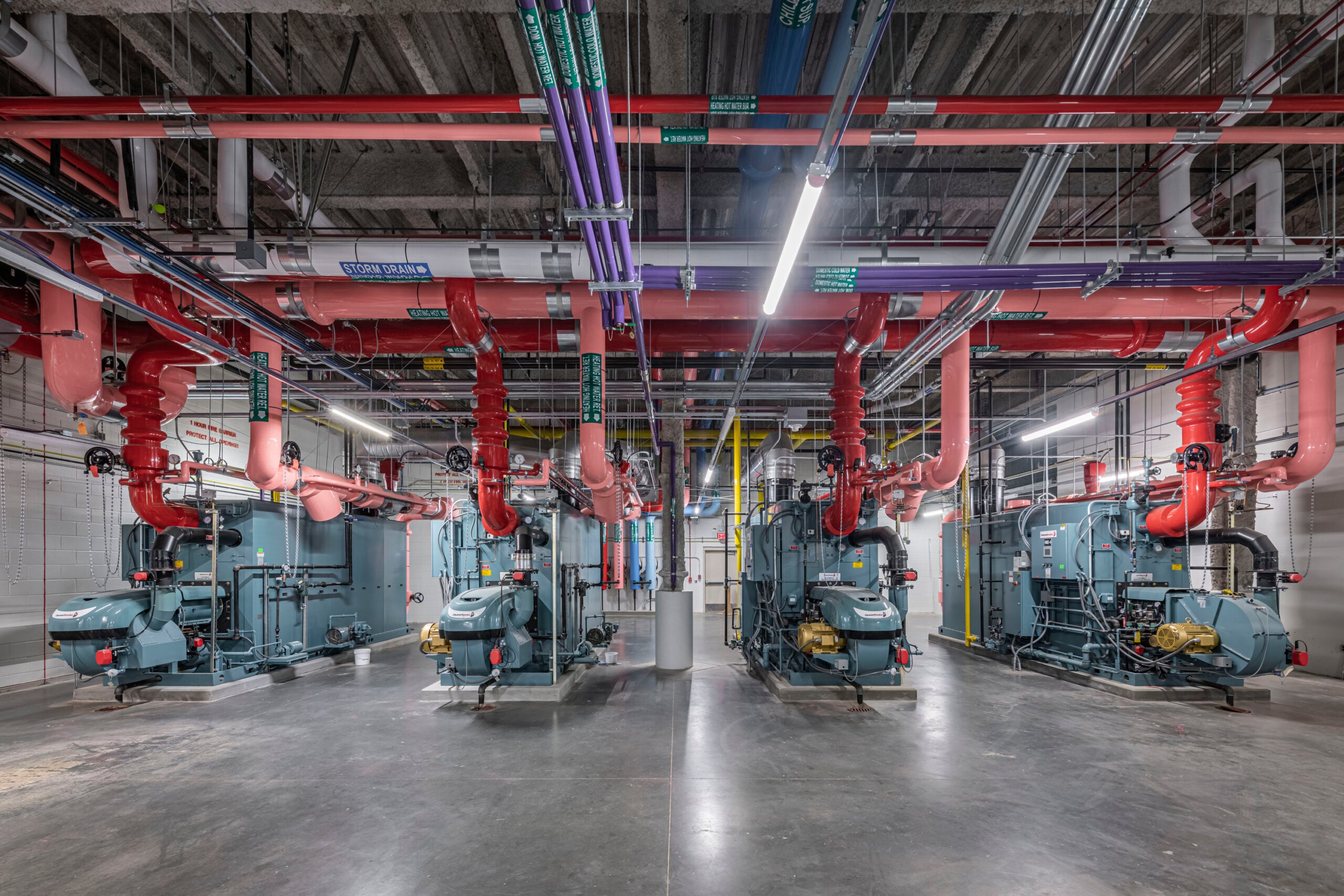 Central utility plant equipment and boiler systems supporting Children's Healthcare of Atlanta Arthur M. Blank Hospital in Atlanta, Georgia.